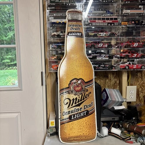 Vintage Miller Genuine Draft Light Beer Bottle Tin Sign Bar Man Cave 30” New
