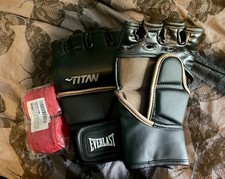 Everlast Grappling MMA Gloves S/M with Hand Wraps Great Condition