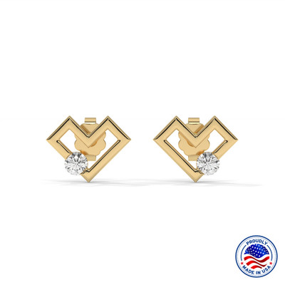 Moderne 14k massive Gold Herz Lab-gezüchtete Diamant Ohrstecker