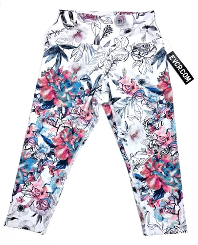 EVOLUTION & CREATION X-LARGE FLORAL PRINT HIGH WAIST CROPPED LEGGINGS NWT