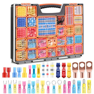 1530Pcs Heat Shrink Wire Connectors Kit,Ring Fork Spade Bullet T-Tap Solder Butt