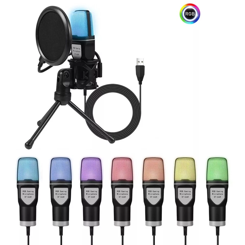 Gaming Mikrofon PC mit Arm, USB Microphone 360 ° für MAC PS4 PS5 mit Ständer - Bild 2 von 4