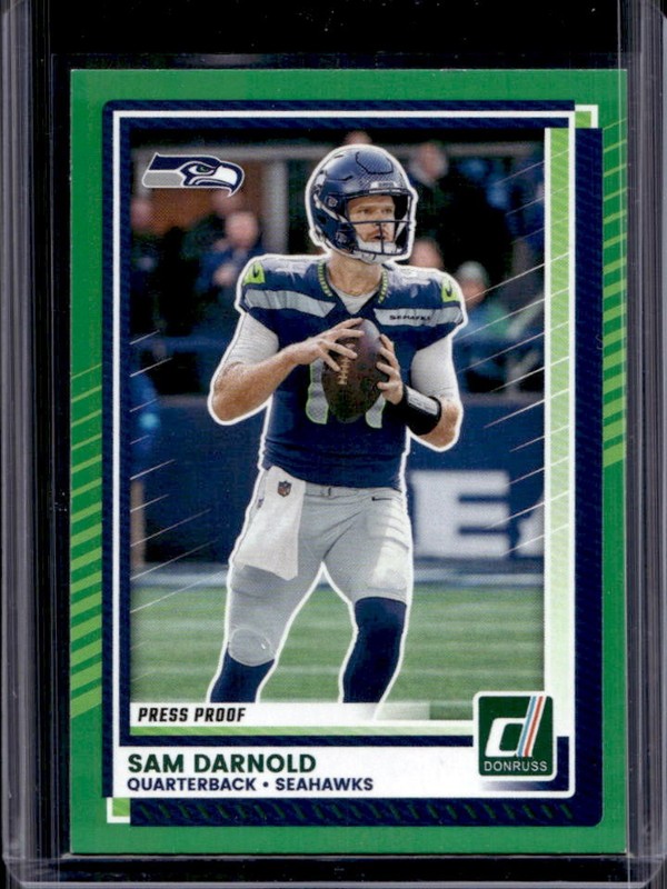 2025 Panini Donruss Sam Darnold Press Proof Green #278 Seahawks