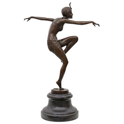 Bronze Skulptur  Con Brio  nach Ferdinand Preiss   Tänzerin auf Marmorsockel