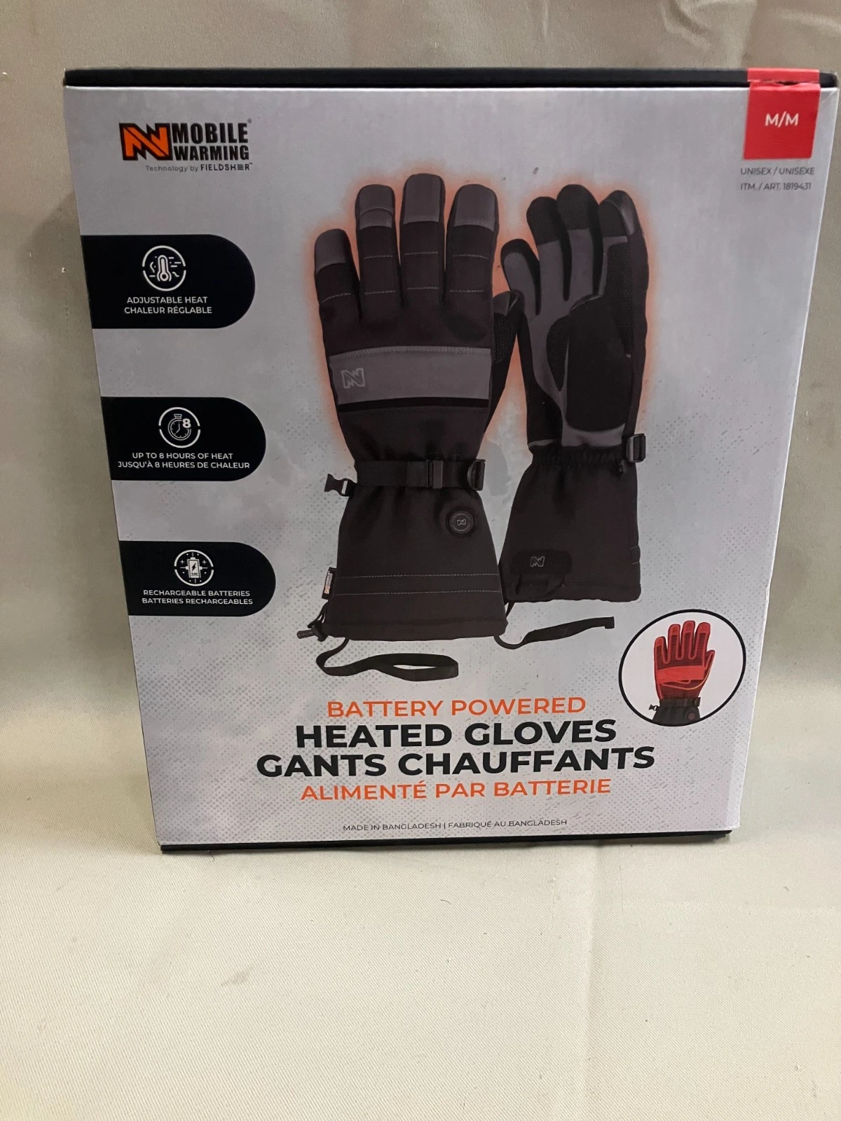 Mobile Warming Battery Heated Gloves Size Medium Adjustable Heat Rechargeable