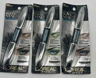 3 Pack L'Oreal Paris Voluminous Waterproof Mascara & Primer Black 625