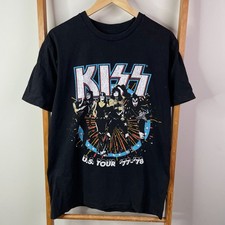 Kiss Shirt Mens Small Black US Tour '77-'78 Graphic Print Short Sleeve Music