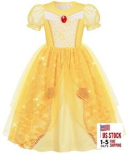 Princess Dress up Clothes for Girls Birthday Fancy Party 5-6 Years Yellow