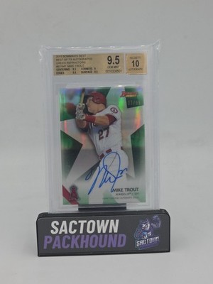 2015 Bowmans Best Mike Trout Green Refractor Auto Jersey Match 27/99 BGS 9.5...