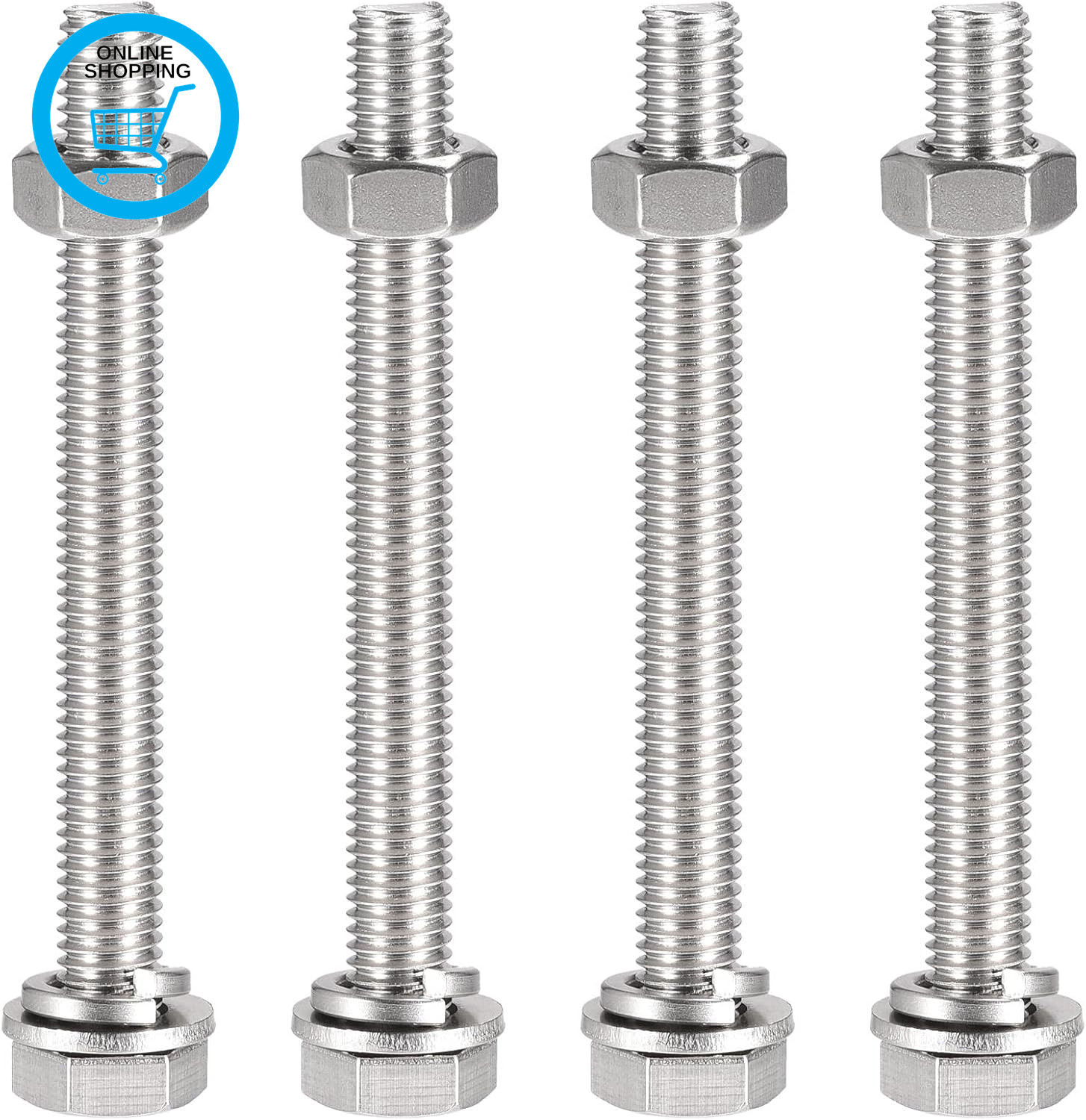 M10 X 100Mm Hex Head Screws Bolts, Nuts, Flat & Lock Washers Kits, 304 Stainless