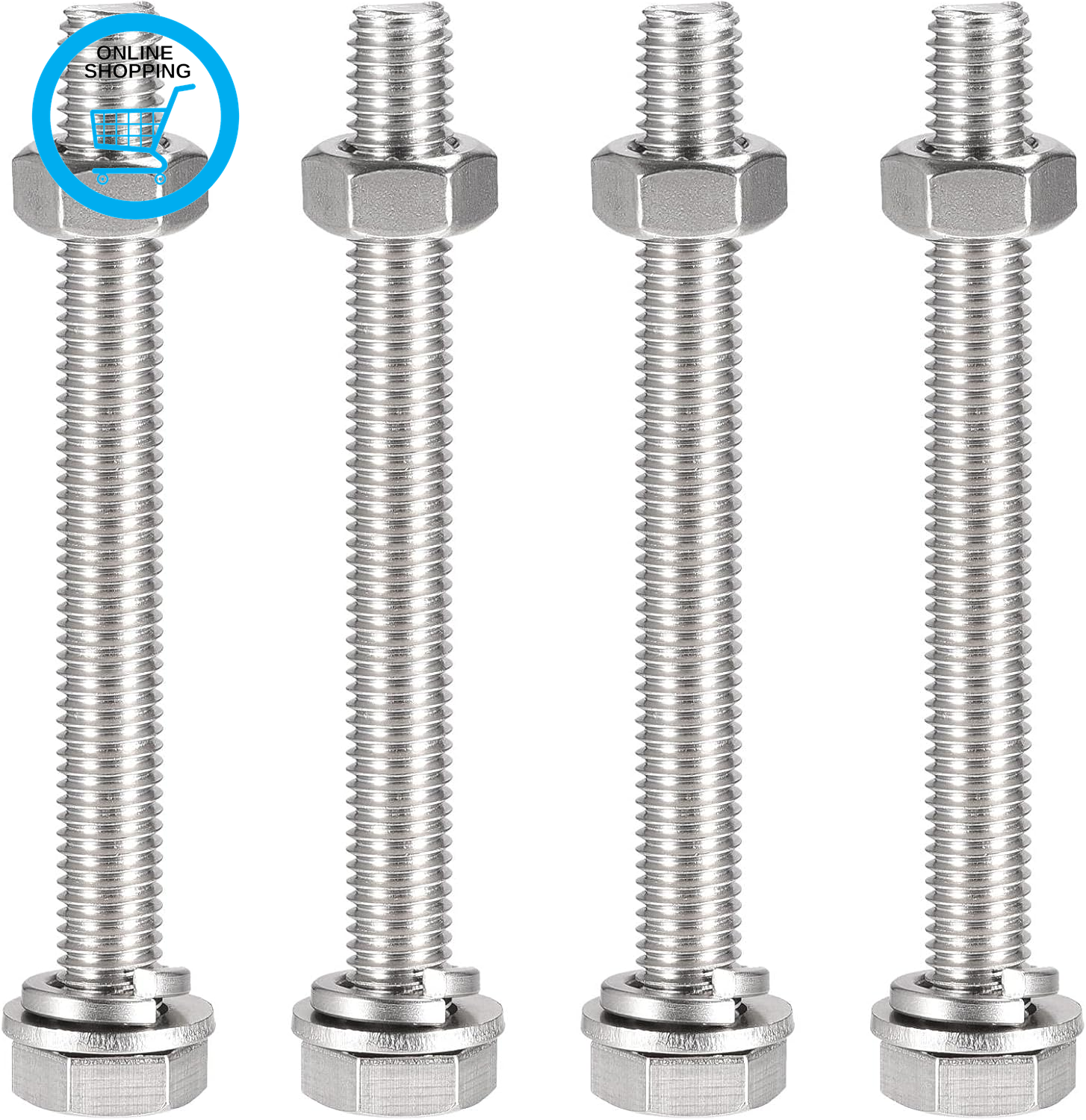 M10 X 100Mm Hex Head Screws Bolts, Nuts, Flat & Lock Washers Kits, 304 Stainless
