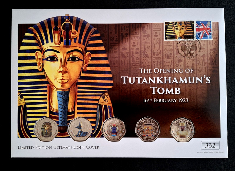 2023 Tutankhamun Ultimate Colored 50p Coin and Stamp Cover
