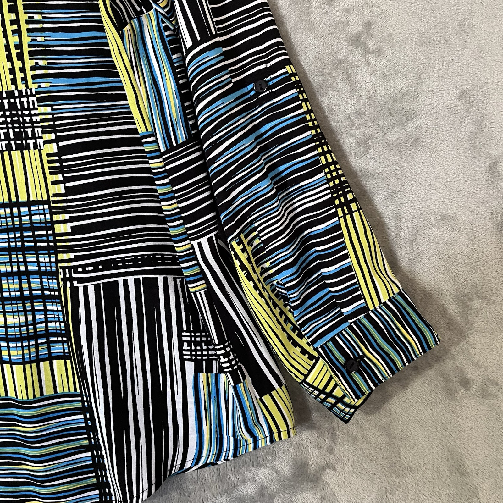 Relativity Button Front Blouse Patchwork Abstract… - image 6