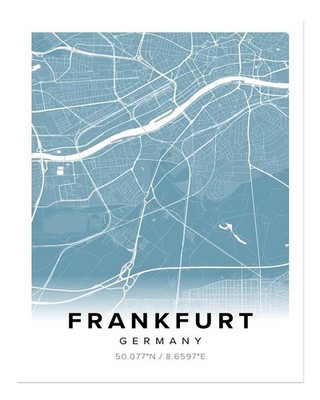 Frankfurt City Map Wall Art Poster - Modern Urban Design Home Decor