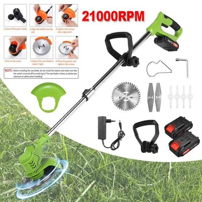 Akku Rasentrimmer 850W Trimmer Grasschneider Freischneider Motorsense mit 2 Akku