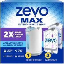Zevo Max Indoor Flying Insect Trap Plug-In Device with 2 Cartridges-freeshipping