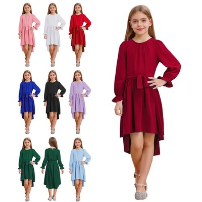 Kids Girls Dresses Flower Dress Party Dancewear Vacation Long Sleeves  Birthday | eBay
