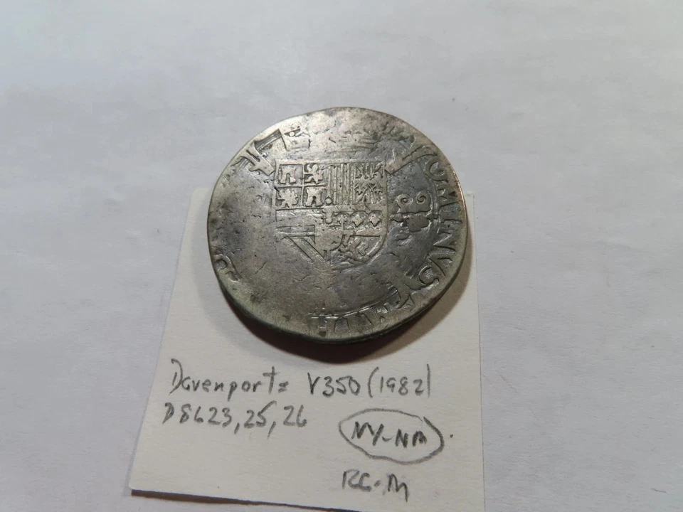 Spanish Netherlands Brabant Philip II 1557 Silver Ecu DAV-8626 Nice Toning - Image 2 of 4