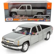 2006 CHEVROLET SILVERADO 1500 PICKUP GRAY 1/25 DIECAST MODEL BY MOTORMAX 79393