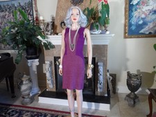 Carolina Herrera Cranberry Tweed Colorblock Sheath Dress – Size 2 (Made in USA)