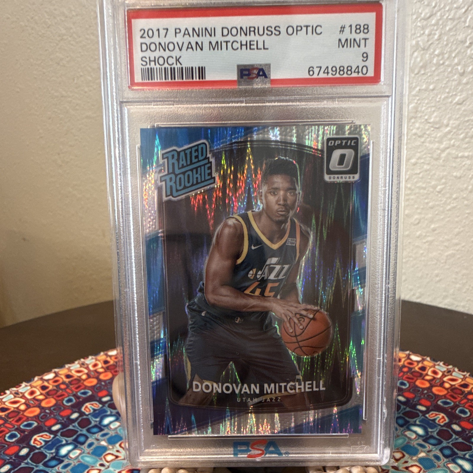 Panini Donruss Optic Donovan Mitchell Rated Rookie Shock #188 PSA 9
