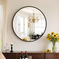 Round Bathroom Mirror 20 Inch Wall Decor Over Sink Vanity Classical Black