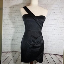 Lulus Forever Phenomenal Black One-Shoulder Metallic Ruched Mini Dress - Size S