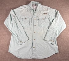 Columbia PFG Shirt Mens Small Light Blue Omni-Shade Fishing Outdoor Nylon S/S