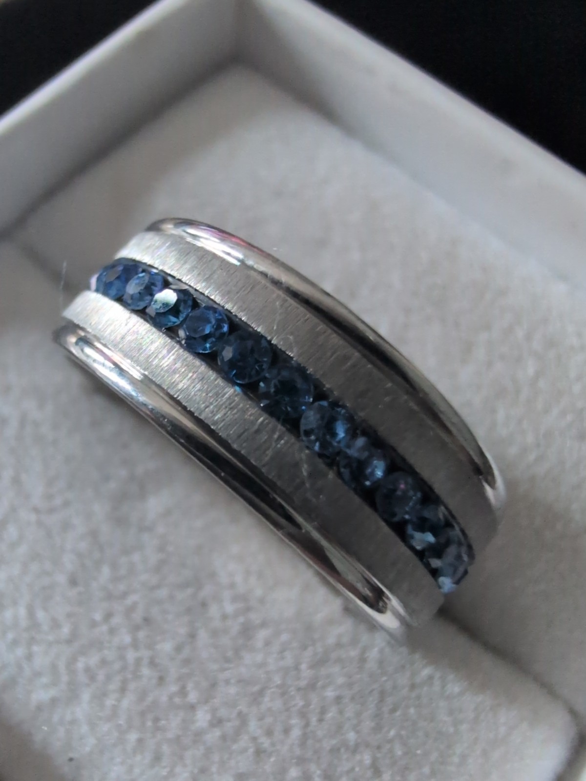 Titanium Size 10 Ring Micro Beaded Channel Set Ta… - image 2