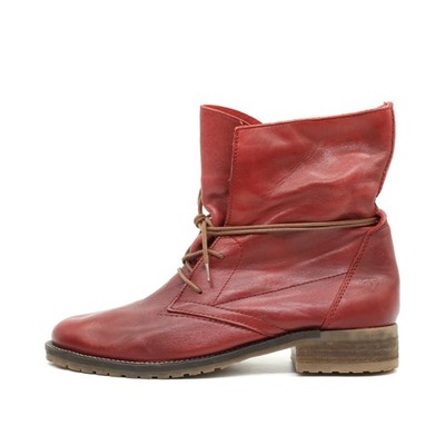 Tamaris Damen Lederstiefelette Stiefeletten Rot Leder Knöchelhoch Comfort EU 39