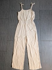 Colorful Planet 100% Cotton Gauze Tie Strap Jumpsuit Beige Girl's Size 10