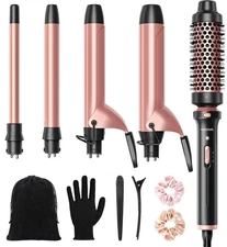 Wavytalk 5 in 1 Curling Iron,Curling Iron Set with Heated Round Brush and 4 I...