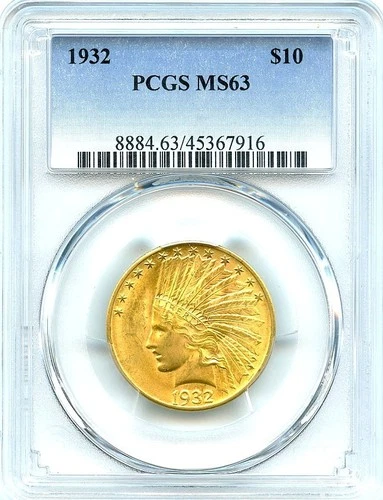 1932 $10 Gold Indian Eagle, PCGS MS63, Very Attractive and Flashy Gold Coin!