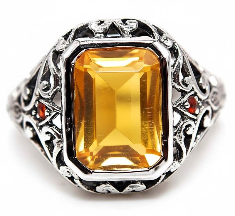 4CT Citrine 925 Sterling Silver Filigree Ring Sz 6 PC9-4