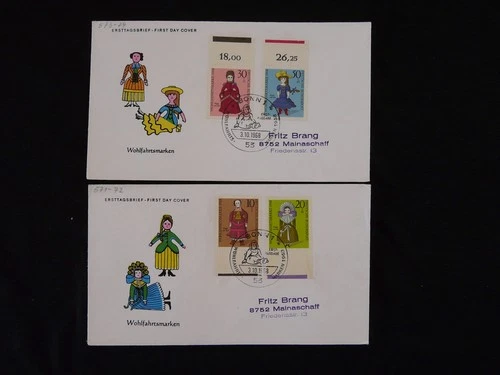dolls Fur Die Wohfahrt x2 FDC Germany 1968 (1)