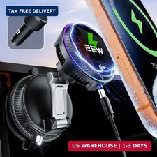 25W Certified for MagSafe Car Mount Charger with LED Light, Wireless Car Charger