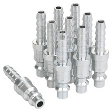 10 PCS 1/4 Inch Air Plug Hose Barb Industrial MType Steel Fitting 300PSI