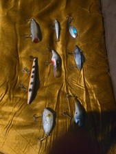 Lot of 8 Vintage Fishing Lures Heddon Baby Lu...