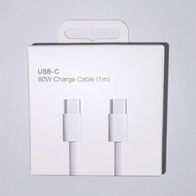 USB-C to USB-C 60W Charge Cable 1m White USB Cable Type 1:1 Connection Split