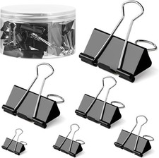 150 Pcs Black Binder Clips Assorted Sizes Metal Paper Clamps Bulk Office