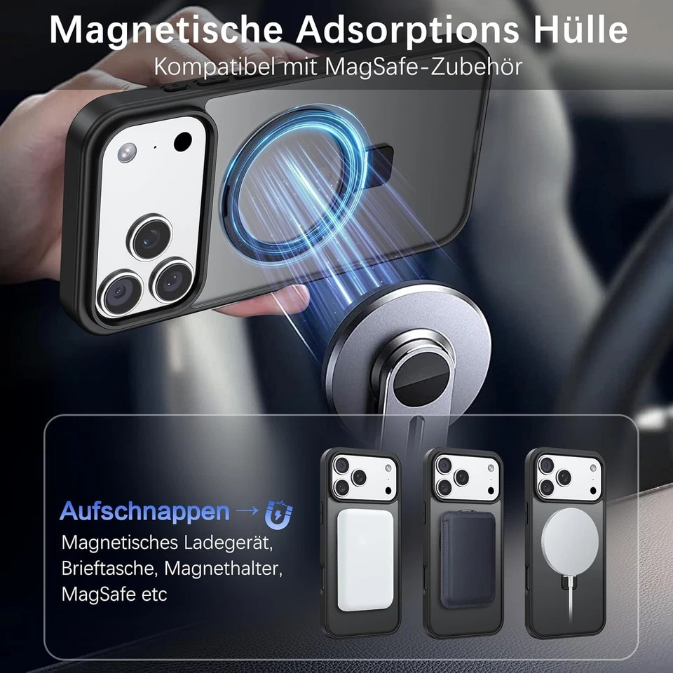 Unsichtbarer Ständer Hülle für iPhone 17 Pro Max Air Magnetischer + 9H Hartglas - Bild 2 von 4