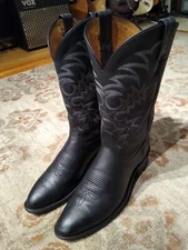 TONY LAMA SEGAR BLACK STALLION LEATHER ROUND TOE COWBOY BOOTS #7900 MEN'S 10.5B