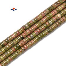 Natural Unakite Heishi Disc Beads Size 2x4mm 3x6mm 15.5'' Strand