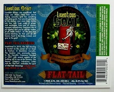 Flat Tail Brewing LICENTIOUS GOAT beer label OR 22oz STICKER