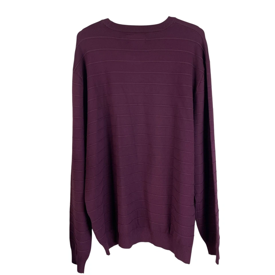 NUEVO J Ferrar Hombres Cuello Redondo Suéter 2XL Púrpura Pullover Rayón Texturizado $60 Foto 4 de 4