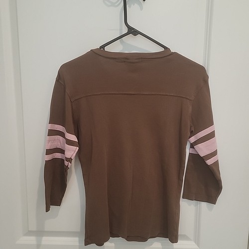Flirt Girl Couture Pullover Top Sz M Brown Pink Sparkle Sequin Cowboy Boot LS - Picture 5 of 7
