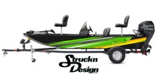 Boat Wrap Green Black Yellow Vinyl Graphic Decal Kit Fish Fishing Abstract Lines