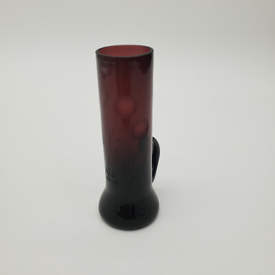 Amethyst Etched Bud Vase with Handle