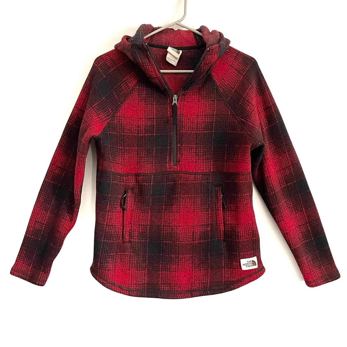 North face crescent pullover red plaid sales