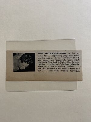William Armstrong Vessie Columbia Lions 1950 WWIS Running Track & Field Panel
